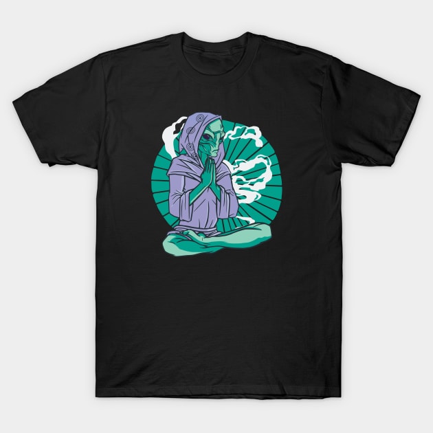 Funny Meditating Alien Martian T-Shirt by SLAG_Creative